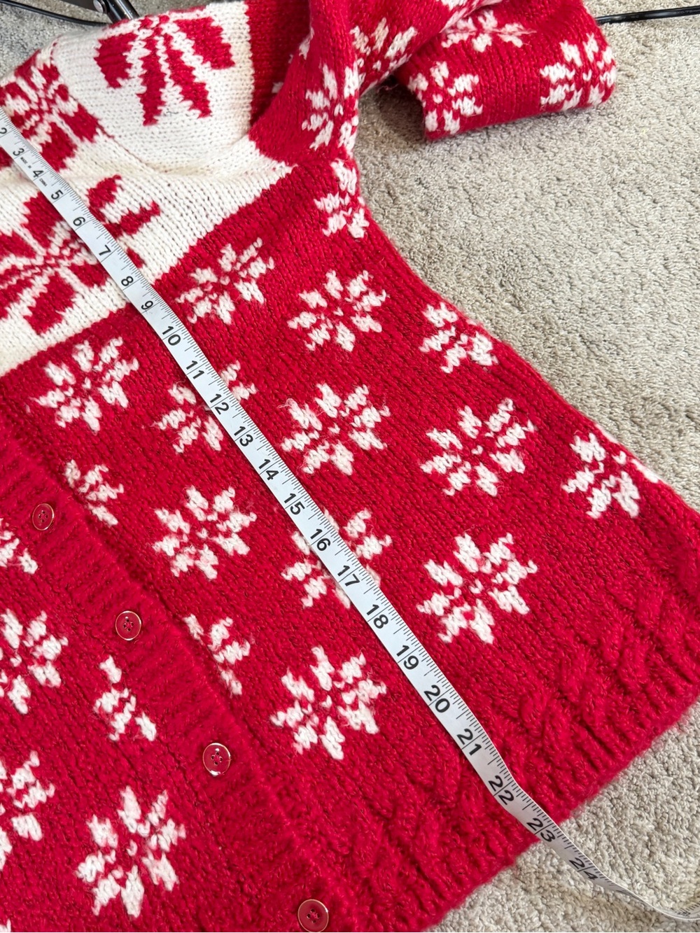 Talbots Women’s Wool Blend Crewneck Cardigan Sweater in Snowflake Fair Isle M - Picture 10 of 11